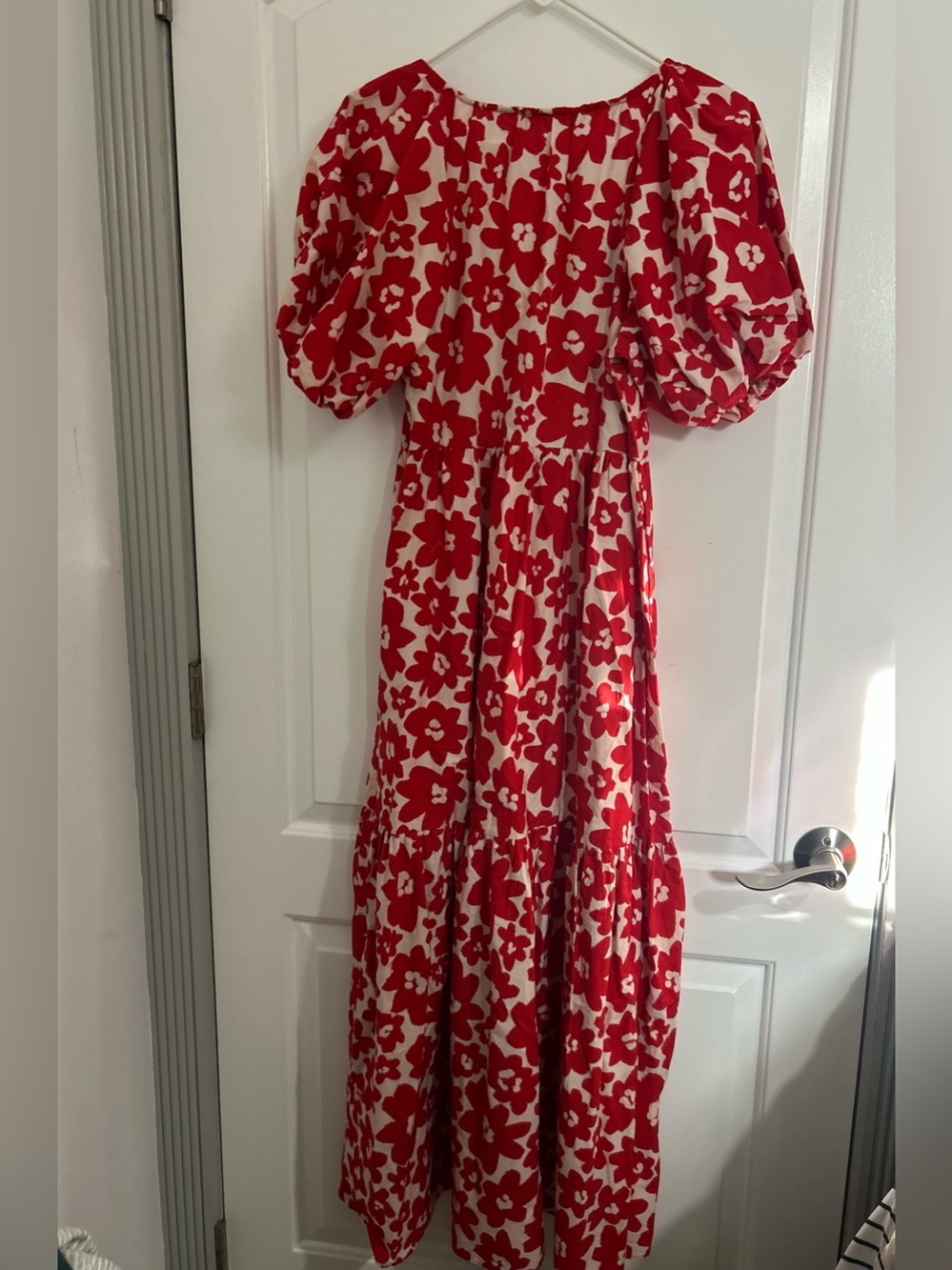 Zara Printed Poplin Floral Maxi Dress Red Size S bloggers fav coastal boho chic - Picture 3 of 15